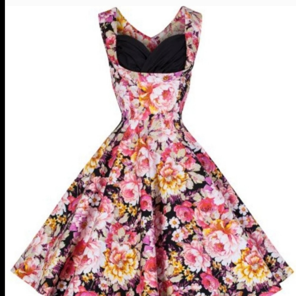 Floral Black and Pink pinup rockabilly Dress